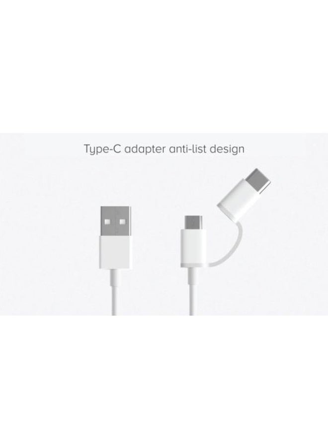 شاومي كابل 2 في 1 مايكرو USB إلى Type-C أبيض - Image 3