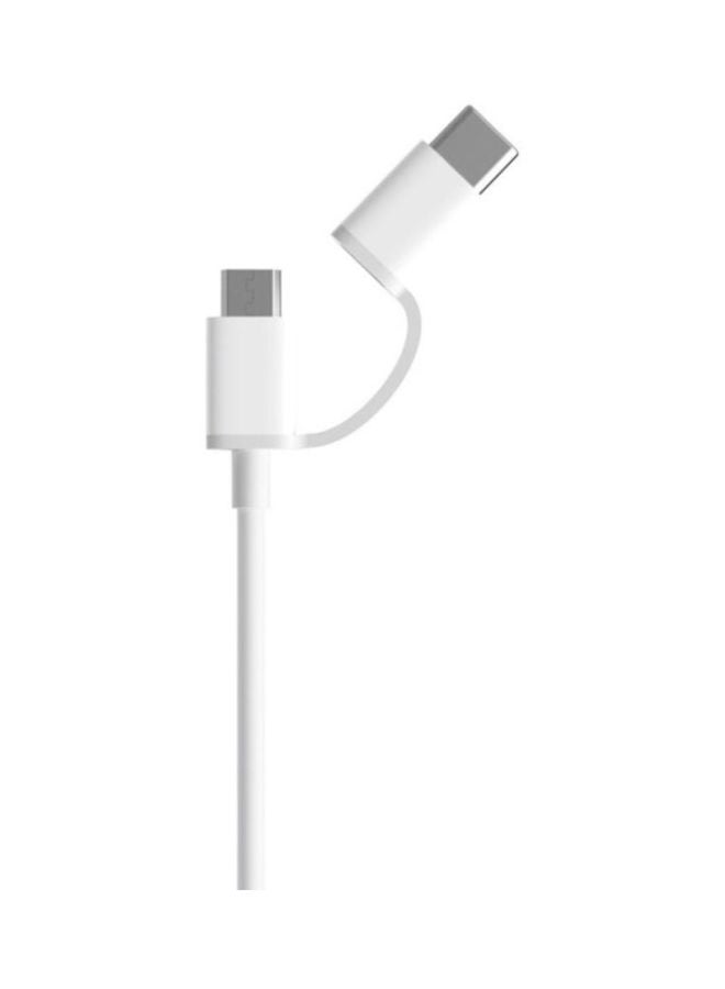 شاومي كابل 2 في 1 مايكرو USB إلى Type-C أبيض - Image 2