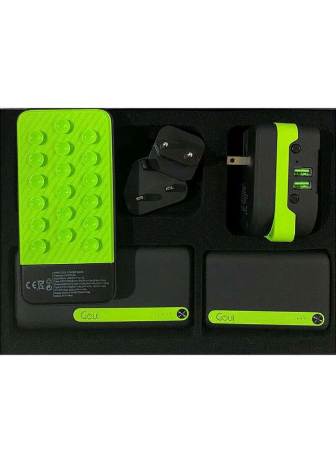 5200.0 mAh Goui Econ 20 + Econ 10 + LUX + BUYUNI (Power Bank/Bluetooth Speaker/Charger) Accessory Bundle Black/Green