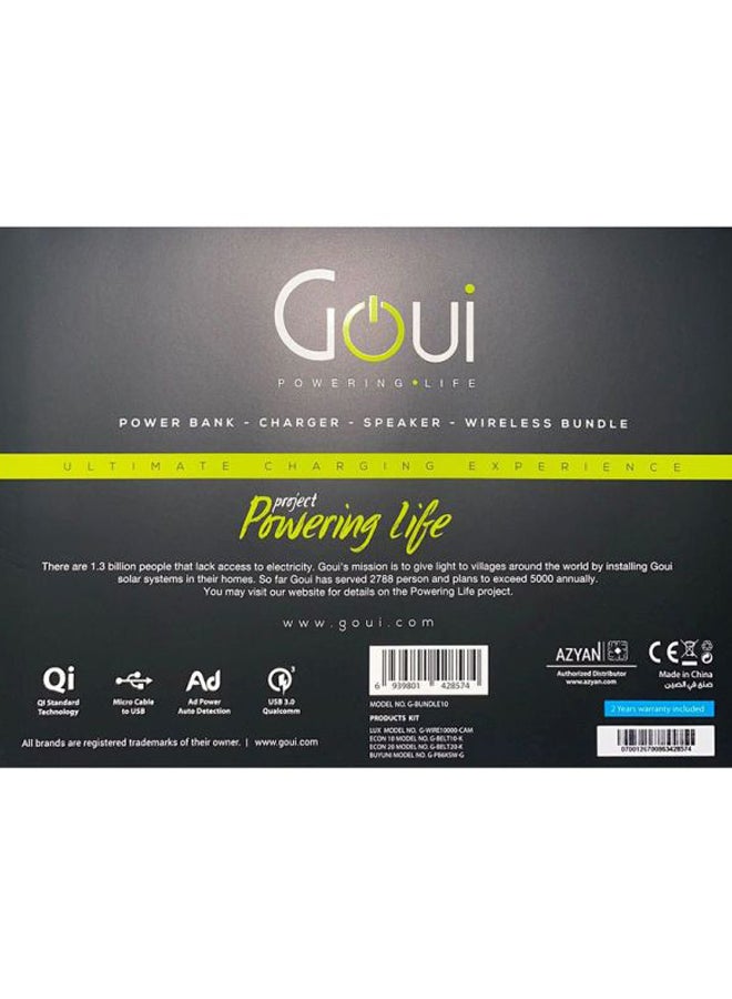 5200.0 mAh Goui Econ 20 + Econ 10 + LUX + BUYUNI (Power Bank/Bluetooth Speaker/Charger) Accessory Bundle Black/Green