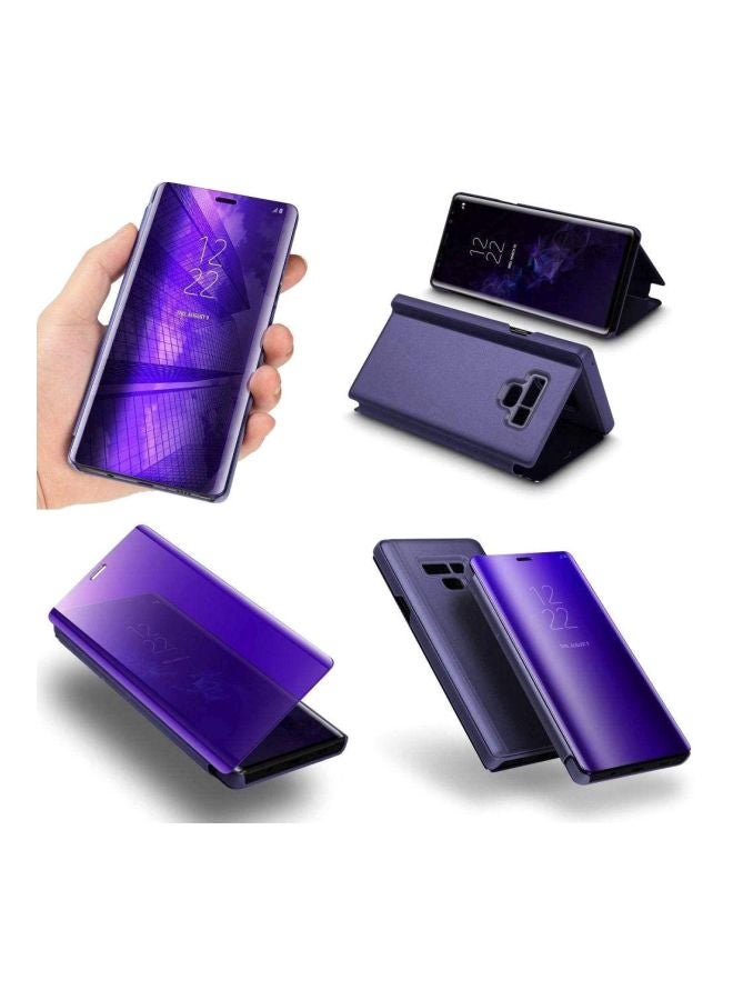 Protective Flip Cover With Foldable Mirror Stand For Samsung Galaxy Note9 Purple