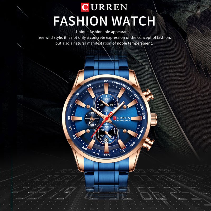 CURREN Boys' Quartz Movement Stainless Steel Strap Time & Calendar Display Fashion Wrist Watch For Men - Image 4