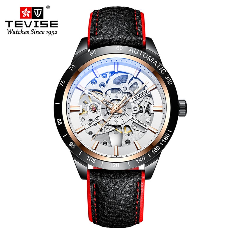 Tevise - Automatic Mechanical Wrist Watch With Luminous Pointer Leather Band For Men - Image 1