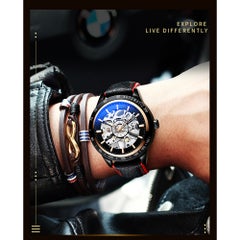 Tevise Automatic Mechanical Wrist Watch With Luminous Pointer Leather Band For Men  - Image 5