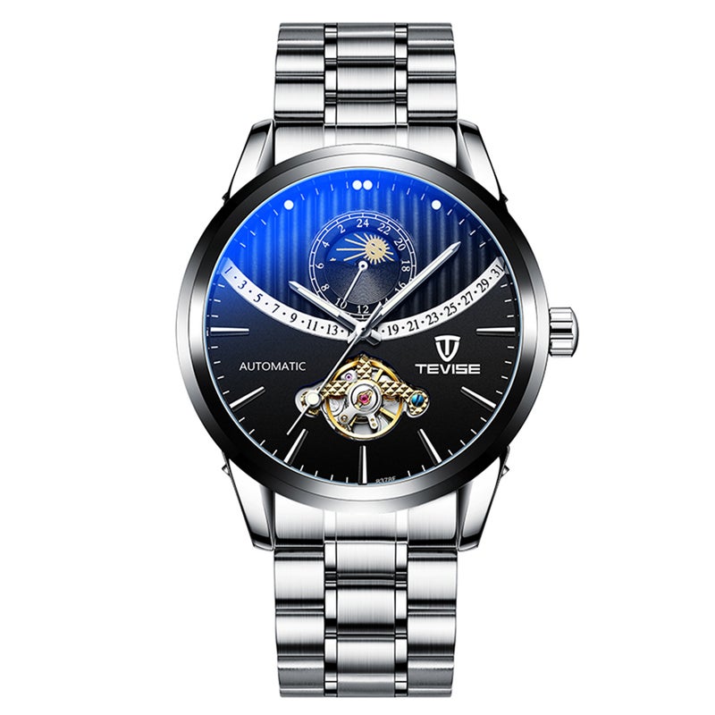 Tevise Men's Automatic Mechanical Moon Phase Display Luminous Pointer Watch For Men