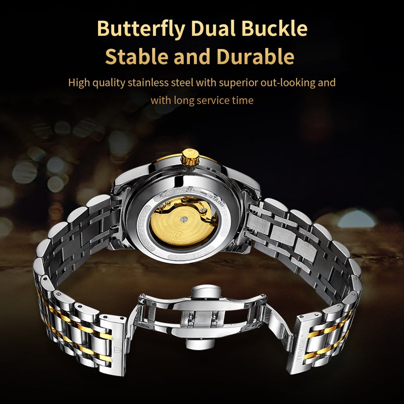 تيفيز ساعة ميكانيكية أوتوماتيكية بتصميم هيكل عظمي مزودة بمراحل القمر للرجال للرجال - Image 2