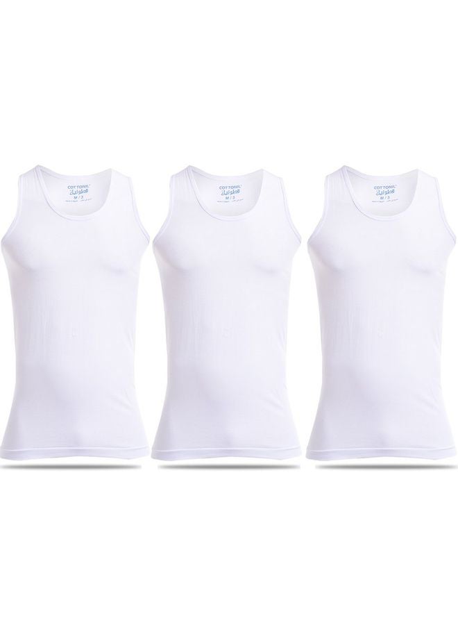 COTTONIL 3-Piece Cotton Undershirt Set White  - Image 1