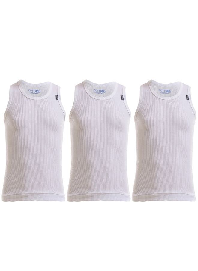 COTTONIL - 3-Piece Cotton Undershirt Set White - Image 1