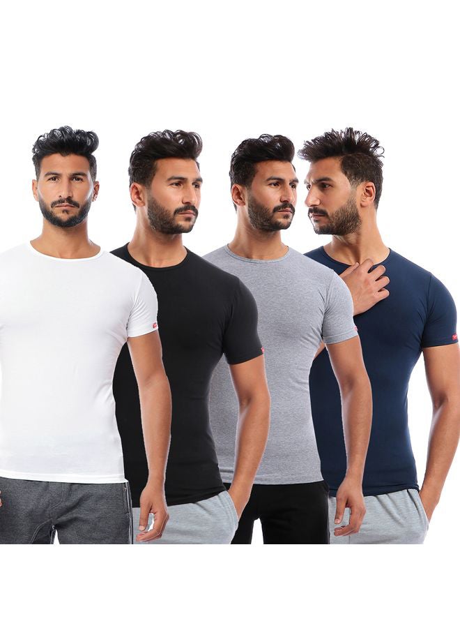 COTTONIL 4-Piece Cotton Short Sleeves Undershirt Set Multicolour  - Image 1