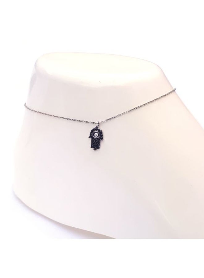 Alwan - 925 Sterling Silver Hamsa Designed Anklet - Image 1