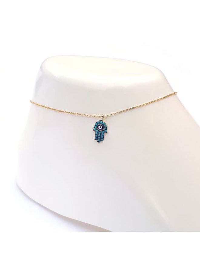 Alwan - Gold Plated 925 Sterling Silver Hamsa Designed Anklet - Image 1