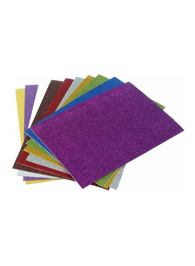 إيفا مجموعة من 10 شرائح مقاس A4 من مادة إسفنجية مع نثاراتٍ لامعة أصفر / أخضر / أزرق - Image 1