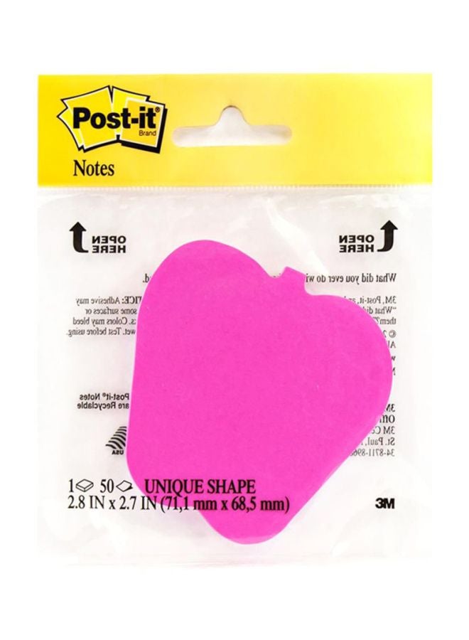 ثري ام ورق ملاحظات لاصق بتصميم مشكل من 50 قطعة وردي