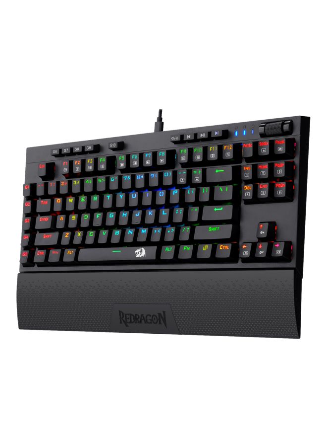ريدراجون - Redragon K596 Vishnu 2.4G لوحة مفاتيح ميكانيكية للألعاب سلكية/لاسلكية RGB، 87 مفتاحًا لوحة مفاتيح TKL مدمجة مع بطارية 2400 مللي أمبير في الساعة، 10 مفاتيح ماكرو مدمجة ومسند للمعصم، وقت تشغيل 10 ساعات، مفاتيح حمراء - Image 1