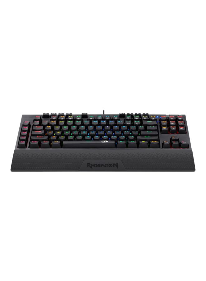ريدراجون - Redragon K596 Vishnu 2.4G لوحة مفاتيح ميكانيكية للألعاب سلكية/لاسلكية RGB، 87 مفتاحًا لوحة مفاتيح TKL مدمجة مع بطارية 2400 مللي أمبير في الساعة، 10 مفاتيح ماكرو مدمجة ومسند للمعصم، وقت تشغيل 10 ساعات، مفاتيح حمراء - Image 1