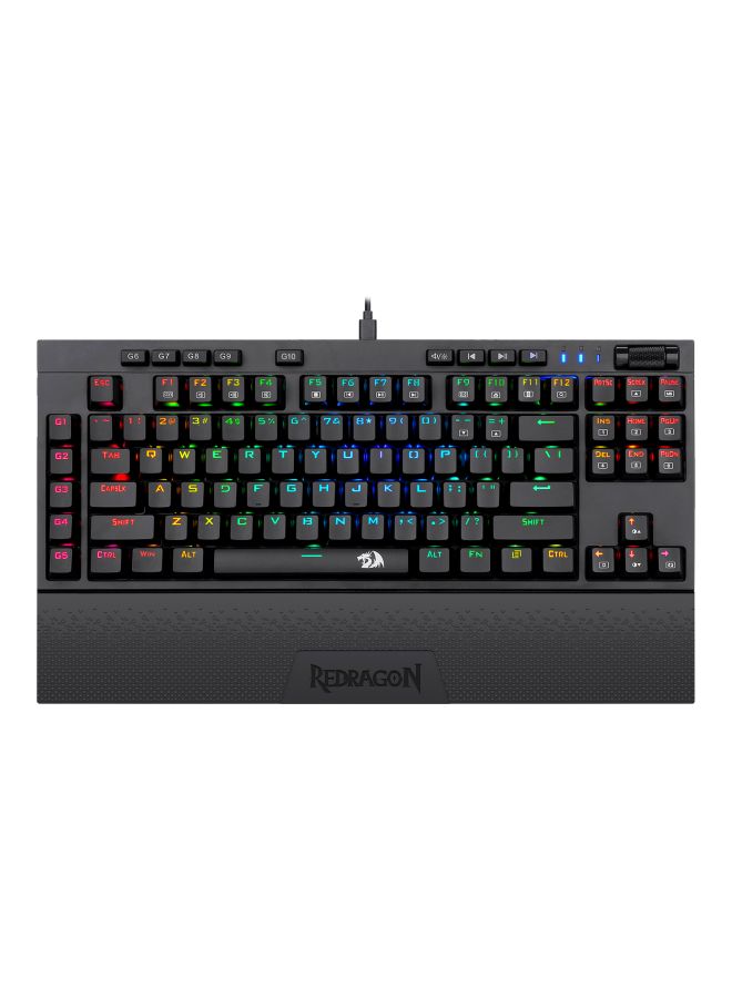 Redragon K596 Vishnu 2.4G لوحة مفاتيح ميكانيكية للألعاب سلكية/لاسلكية RGB، 87 مفتاحًا لوحة مفاتيح TKL مدمجة مع بطارية 2400 مللي أمبير في الساعة، 10 مفاتيح ماكرو مدمجة ومسند للمعصم، وقت تشغيل 10 ساعات، مفاتيح حمراء - v1603394521/N39323153A_1