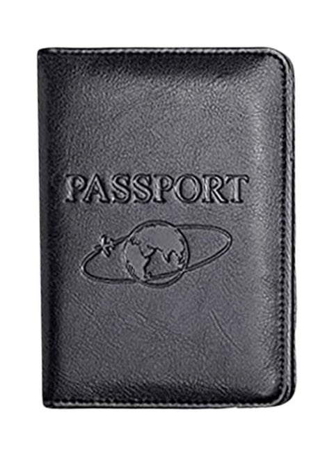 Crazy Horse Leather Passport Cover Black