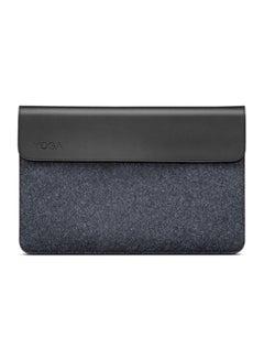 Yoga Laptop Sleeve for 14-Inch Computer, Leather and Wool Felt, Magnetic Closure, Accessory Pocket Grey/Black - v1603431693/N41215544A_1