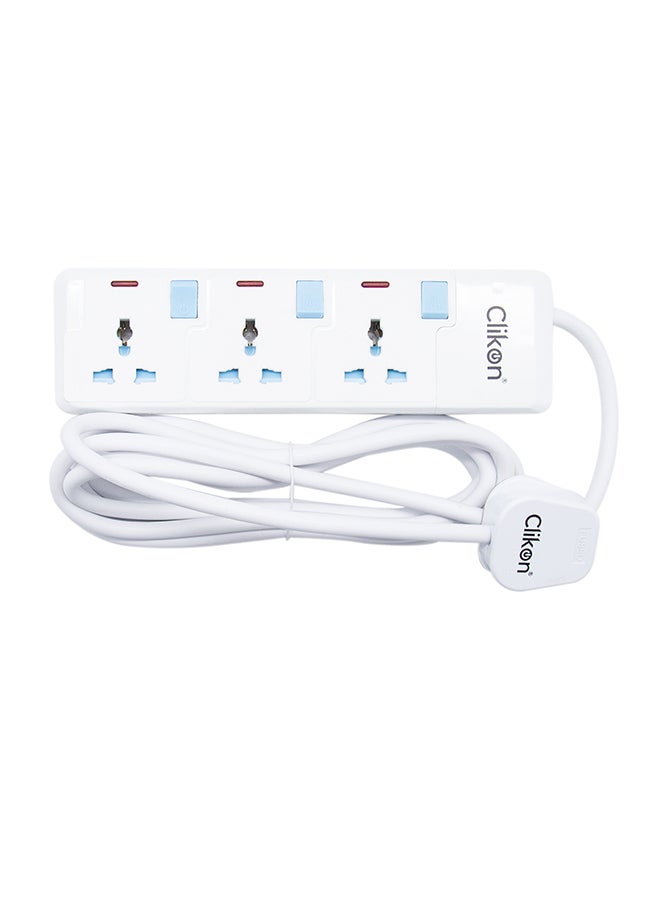 Clikon 3 Way Extension Socket White/Blue/red  - Image 1