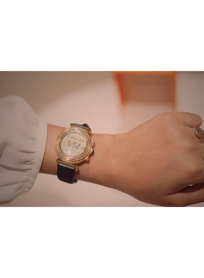Al Fajr - Women's Leather Digital Quartz Watch Wf14l - 33 mm - Black - Image 1