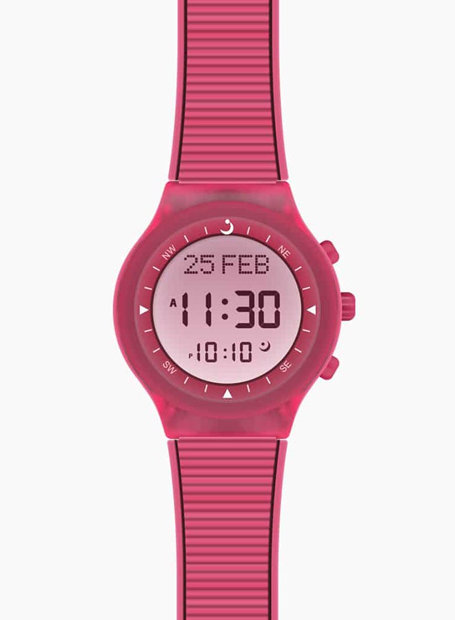 الفجر ساعة يد رقمية بسوار من المطاط مقاومة للماء طراز WY-16 - قياس 38 مم - لون وردي unisex - Image 2