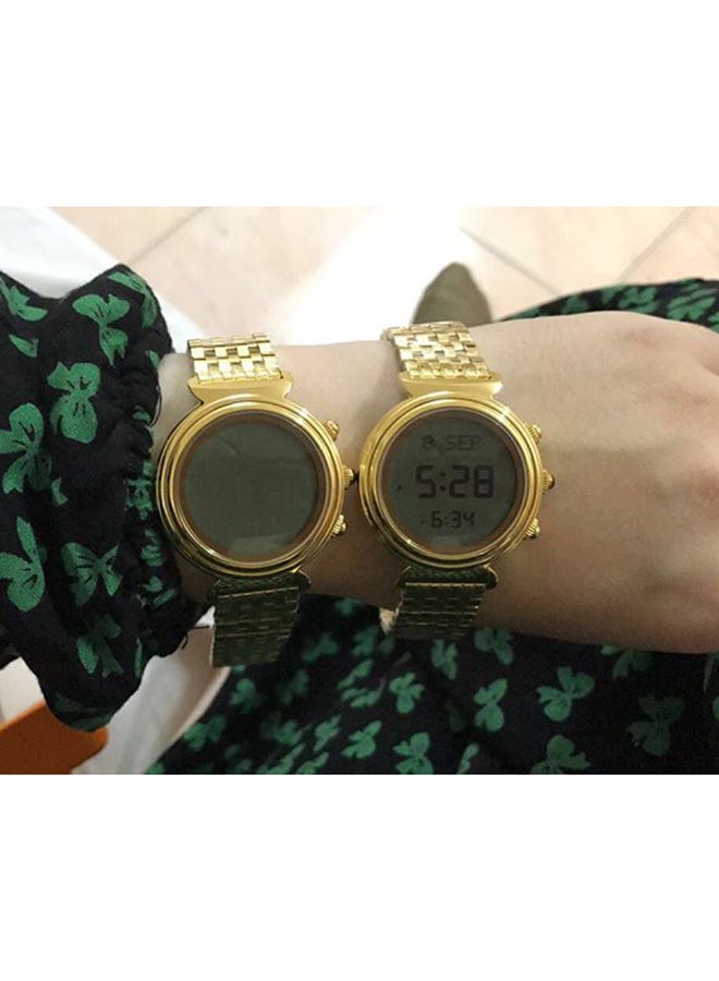 الفجر ساعة يد رقمية بسوار من الإستانلس ستيل مقاومة للماء طراز WF-14S - قياس 31 مم - لون ذهبي للنساء - Image 5