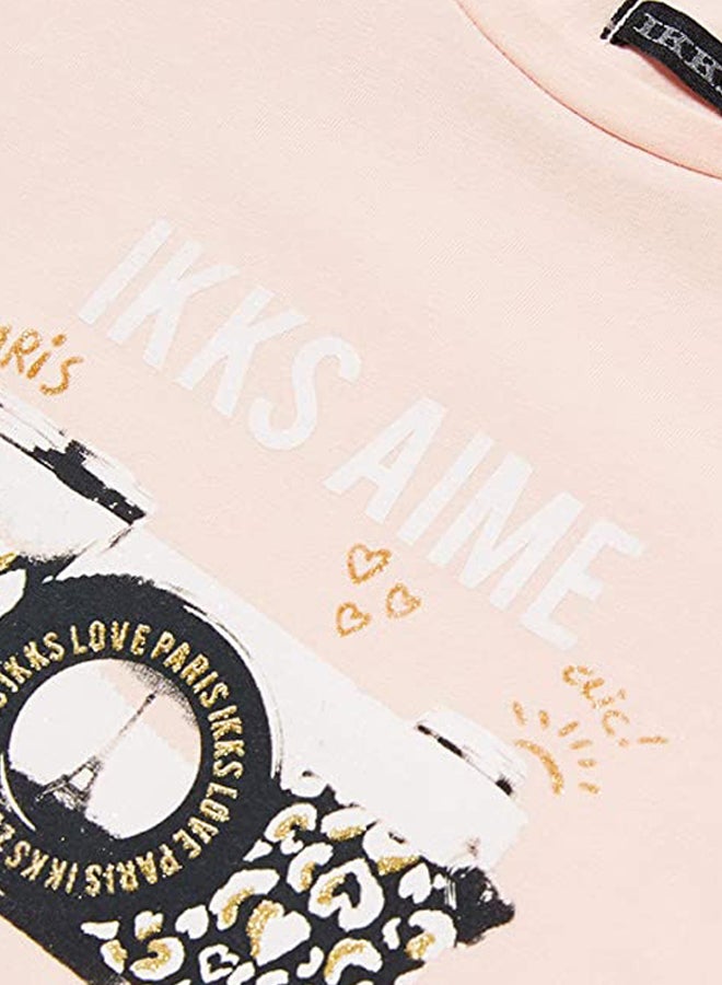 إيكس تيشيرت بأكمام طويلة مزين بطبعة وردي قديم - Image 3