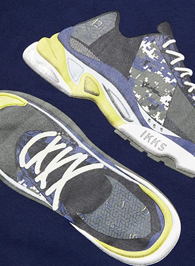 إيكس تيشيرت بأكمام طويلة مزين بطبعة أزرق/رمادي/أصفر - Image 3