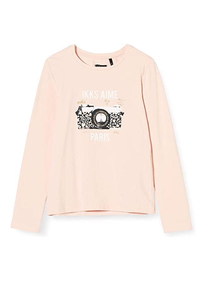 إيكس تيشيرت بأكمام طويلة مزين بطبعة وردي قديم - Image 1