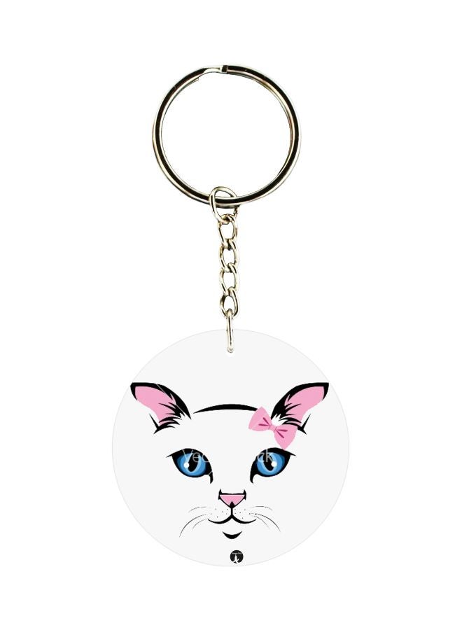 One Sided Cat Printed Keychain