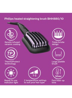 Philips Heated Straightening Brush BHH880, 2 Years Warranty Black/Violet  - Image 5