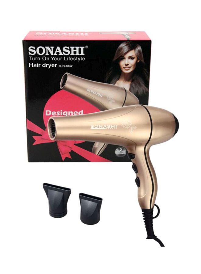 SONASHI - 2000W Hair Dryer, Built-in 2 Speed And 4 Heat Airflow Settings with Cool Shot Function | AC Motor with Cold and Hot Wind Feature | Stylish Lightweight Design For Comfort Use Gold - Image 1