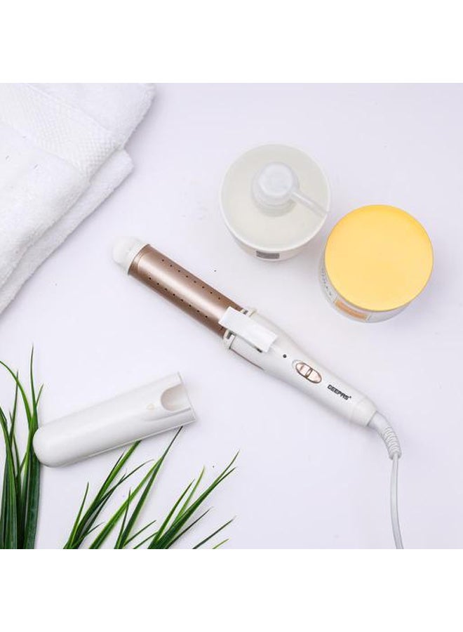 2 In 1 Wet & Dry Hair Curling Iron With 360 Degree Swivel Cord With Hanging Loop, Wet & dry function White/Brown