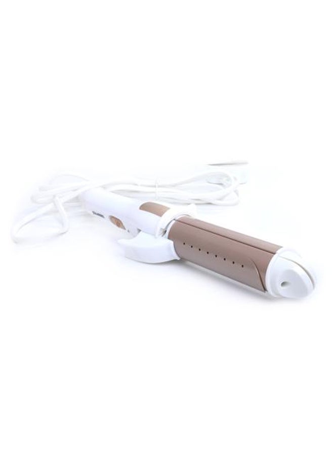 2 In 1 Wet & Dry Hair Curling Iron With 360 Degree Swivel Cord With Hanging Loop, Wet & dry function White/Brown