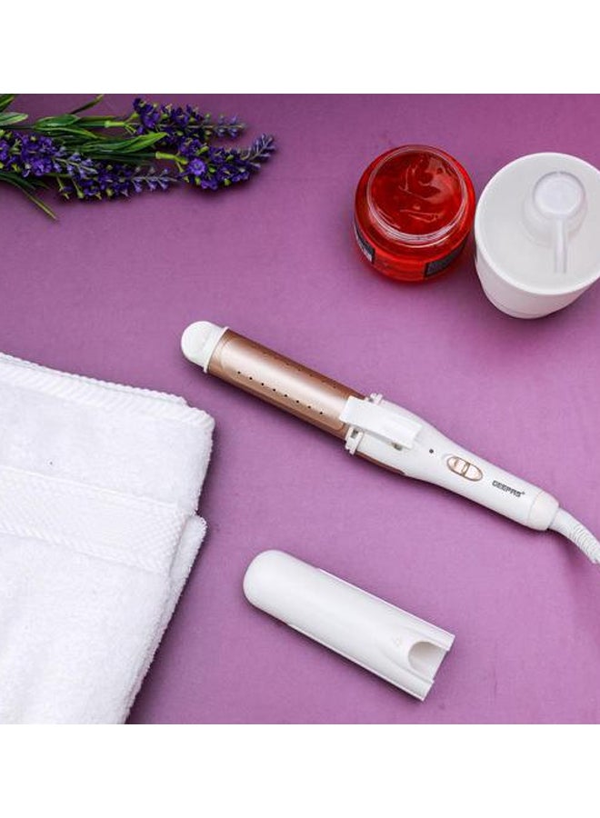 2 In 1 Wet & Dry Hair Curling Iron With 360 Degree Swivel Cord With Hanging Loop, Wet & dry function White/Brown