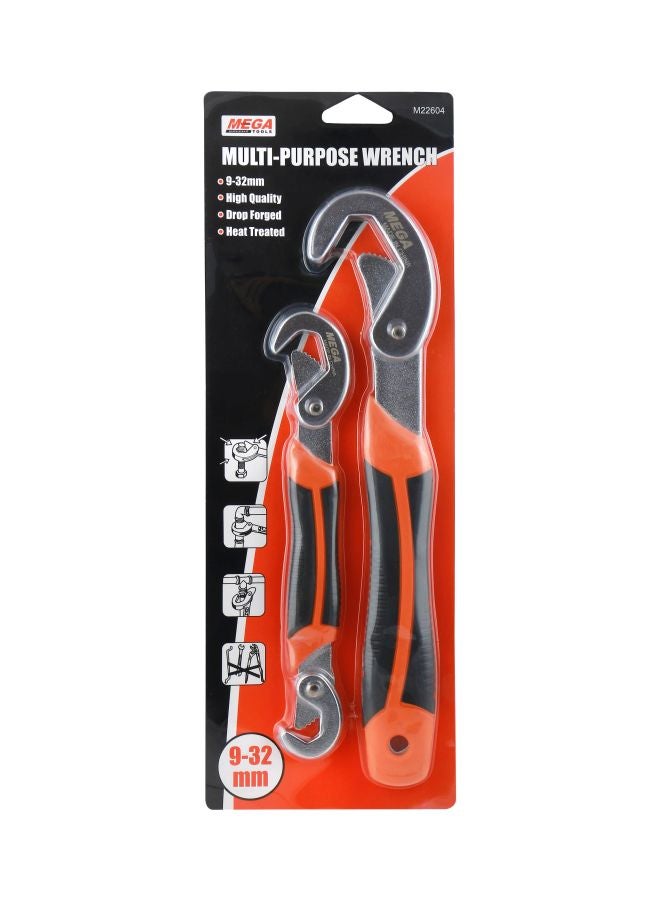 ميجا طقم مفاتيح ربط متعددة الأغراض مكون من قطعتين فضي / أسود / برتقالي - Image 1