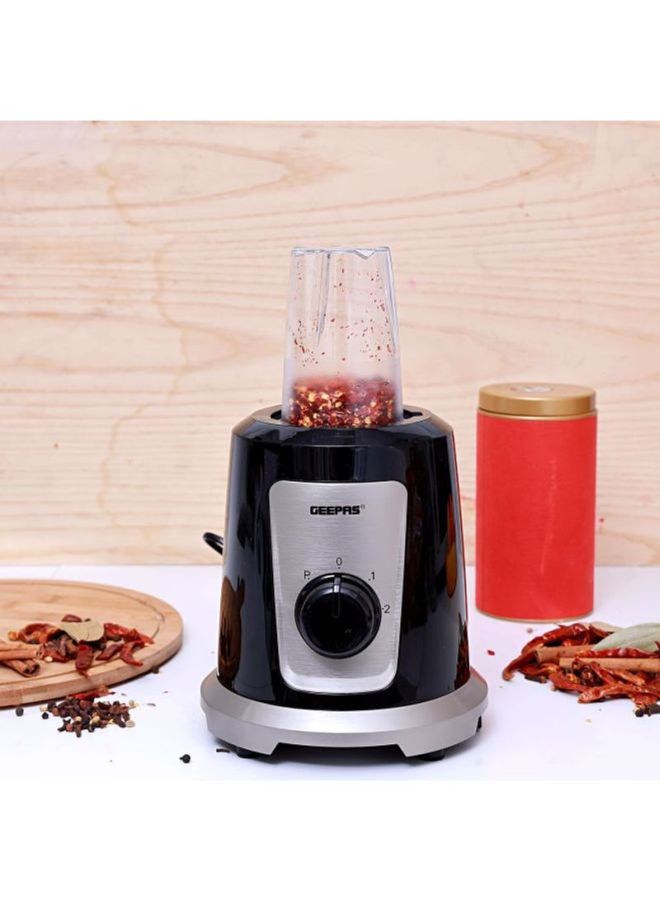 GEEPAS - 2-In-1 Multifunctional Blender, 2 Speed Control With Pulse Function, Stainless Steel Cutting Blades, Plastic Jars, Coffee Bean Grinder, Non Slip Feet For Stable 1.5 L 550 W GSB44030 Black/Grey/Clear - Image 1