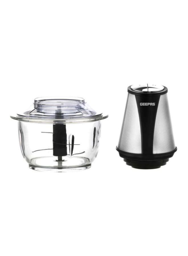 GEEPAS Mini Food Processor, 1.2L Glass Jar Bowl & 4 Stainless Steel Blades, 2 Speed, Mini Food Chopper Shredder Perfect for Salads, Salsa, Guacamole, Pesto, Curry Pastes & More - 2 Year Warranty 1.2 L 400.0 W GMC42014 Black/Silver/Clear  - Image 1
