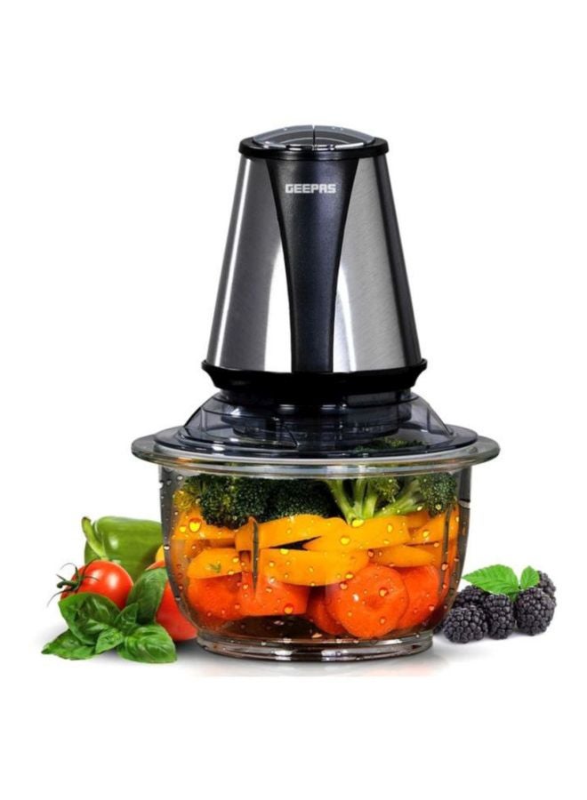 GEEPAS Mini Food Processor, 1.2L Glass Jar Bowl & 4 Stainless Steel Blades, 2 Speed, Mini Food Chopper Shredder Perfect for Salads, Salsa, Guacamole, Pesto, Curry Pastes & More - 2 Year Warranty 1.2 L 400.0 W GMC42014 Black/Silver/Clear  - Image 3