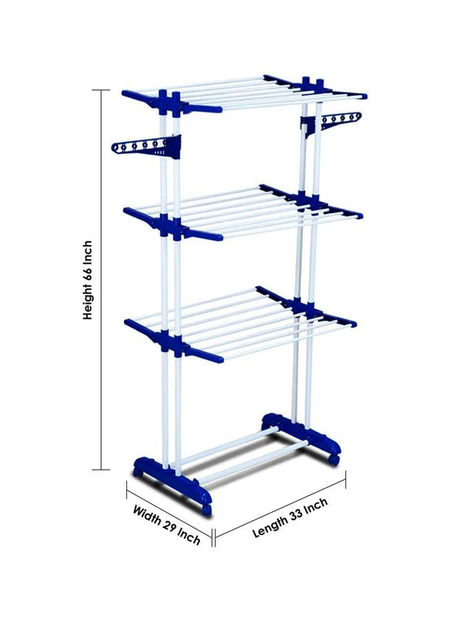 Leostar Three Layer Clothes Rack Hanger With Wheels White/Blue - Image 2