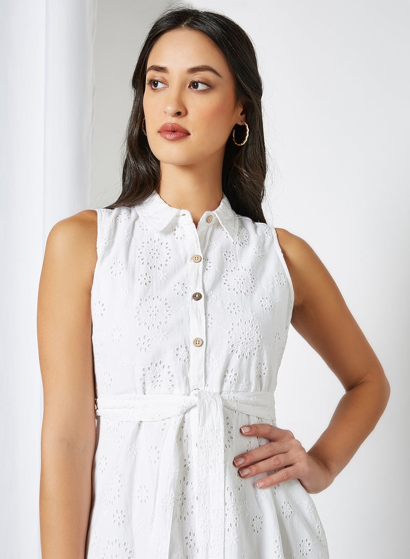 CODE BY LIFESTYLE - Schiffli Shirt Dress White - Image 1