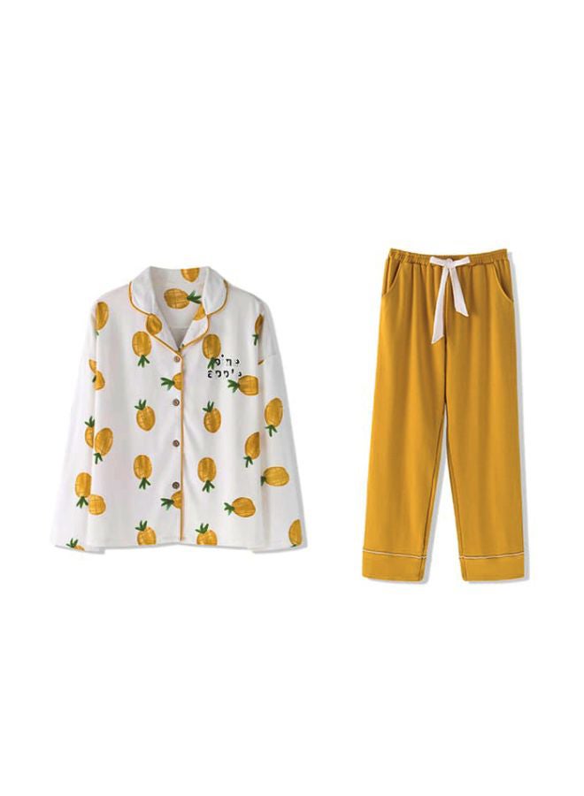 Beauenty 7-Piece Pineapple Printed Pyjama Set Yellow/White/Green  - Image 2