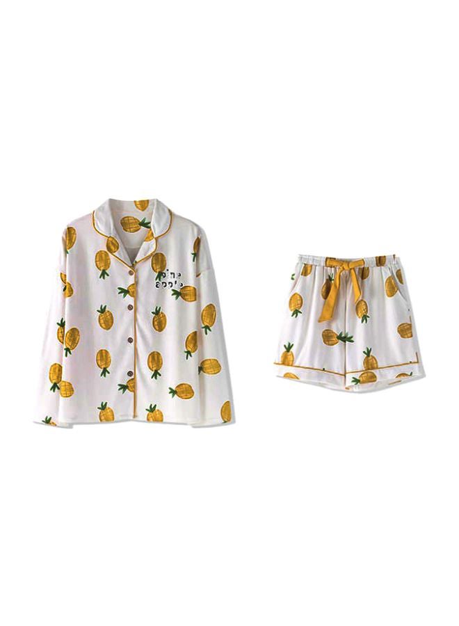Beauenty 7-Piece Pineapple Printed Pyjama Set Yellow/White/Green  - Image 4