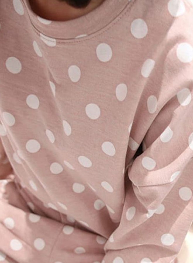Beauenty 2-Piece Casual Polka Dotted Pyjamas Set Pink/White  - Image 5