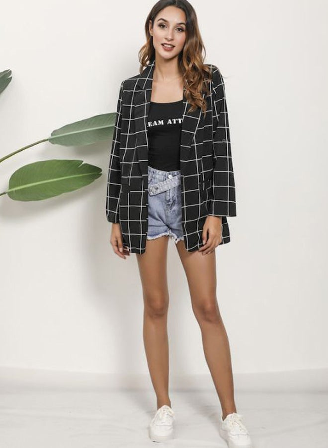 Beauenty Checked Blazer With Front Pocket Black/White  - Image 5