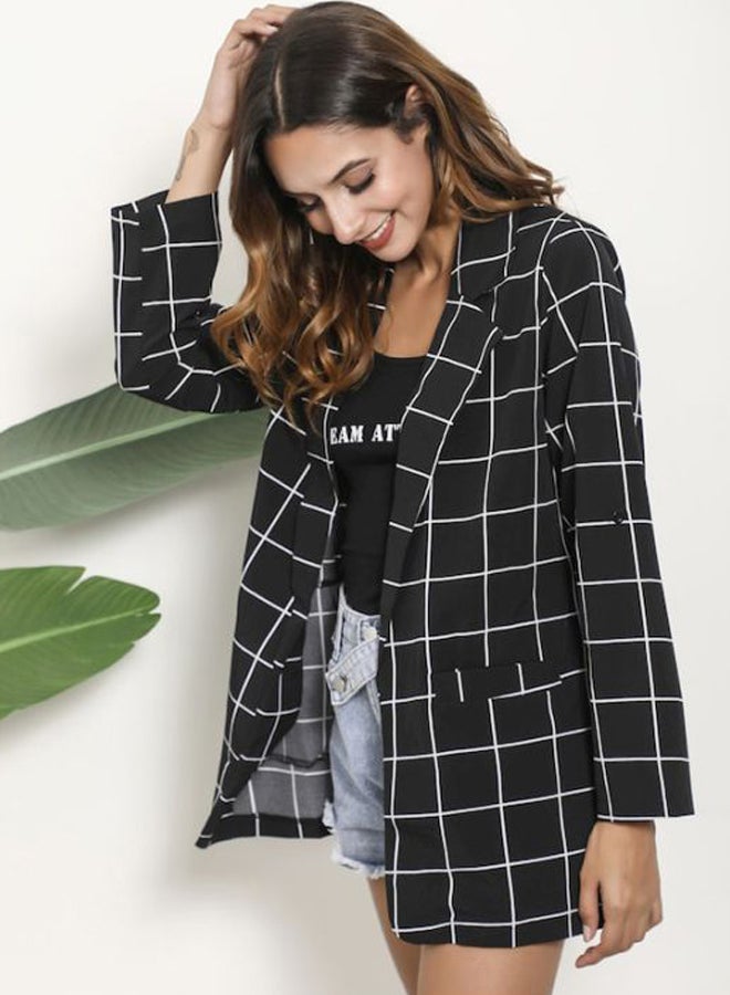 Beauenty Checked Blazer With Front Pocket Black/White  - Image 4