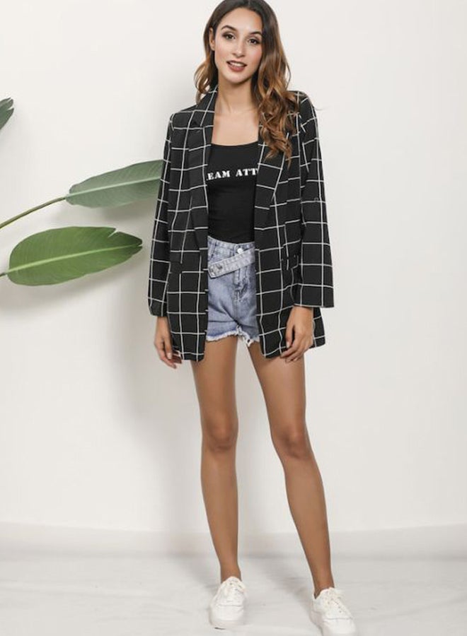 Beauenty Checked Blazer With Front Pocket Black/White  - Image 5