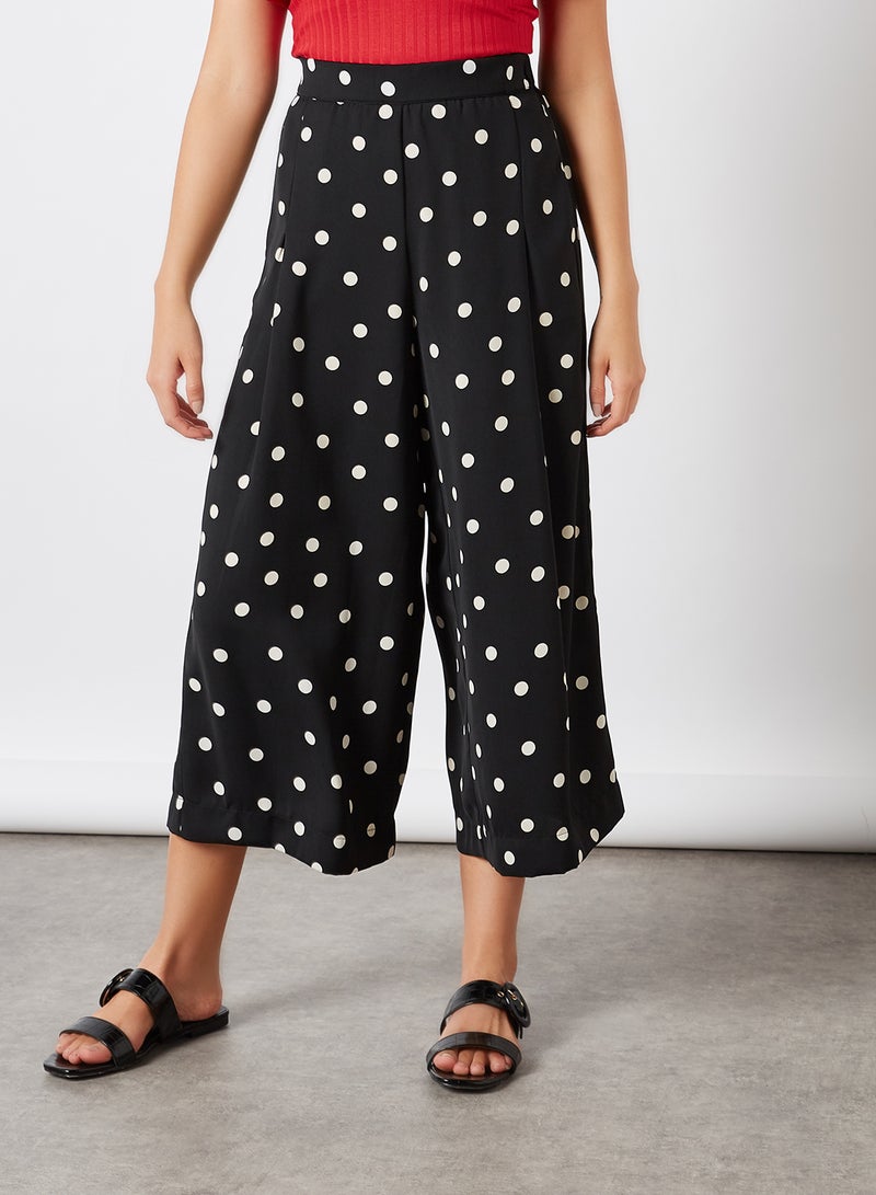 CODE BY LIFESTYLE - Polka Dot Wide Leg Pants Black - Image 1