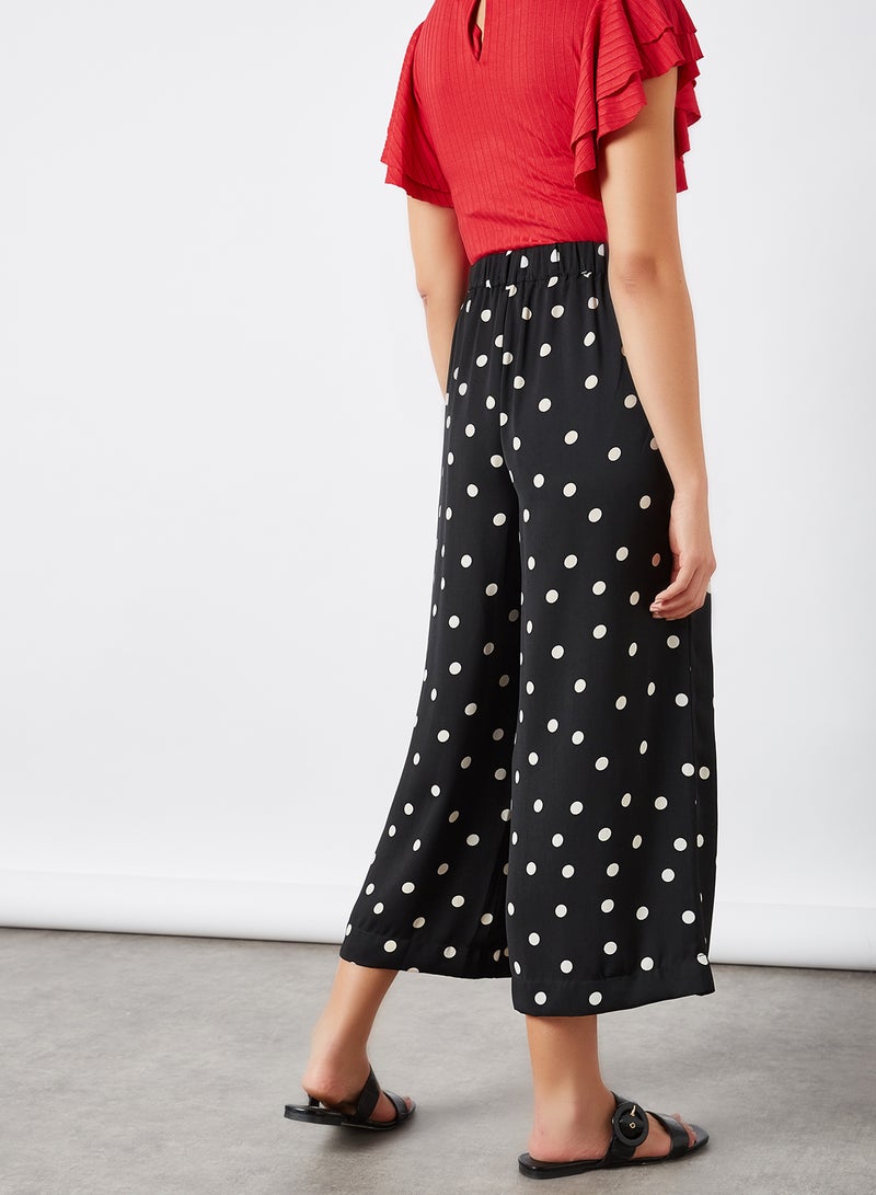 CODE BY LIFESTYLE - Polka Dot Wide Leg Pants Black - Image 1