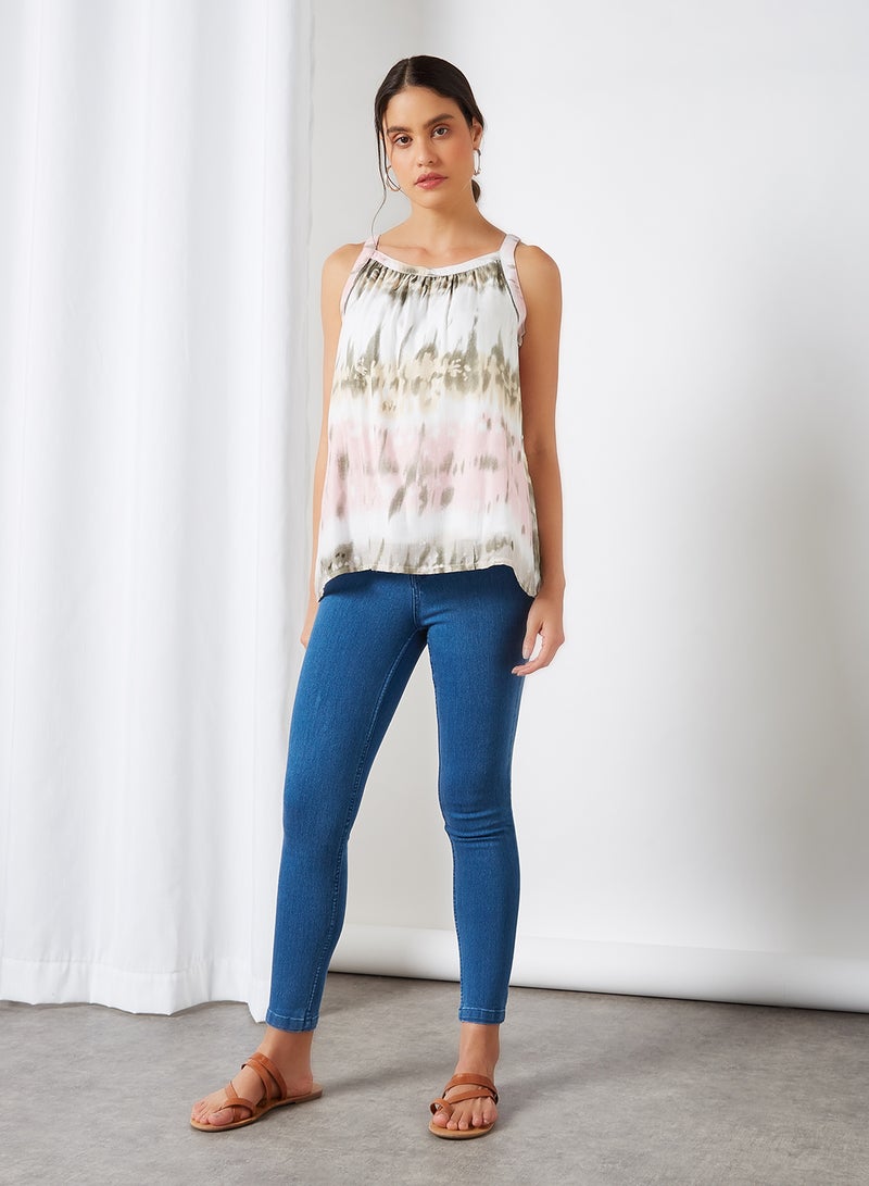 CODE BY LIFESTYLE Tie Dye Printed Sleeveless Top Pink  - Image 3